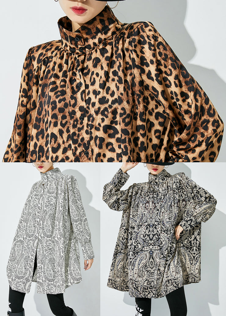 Original Design Oversized Leopard Print Blouses Spring
