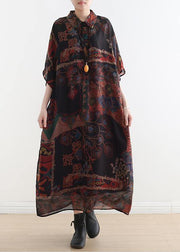 Original Design Polo Neck Print Chiffon Robe Summer - SooLinen