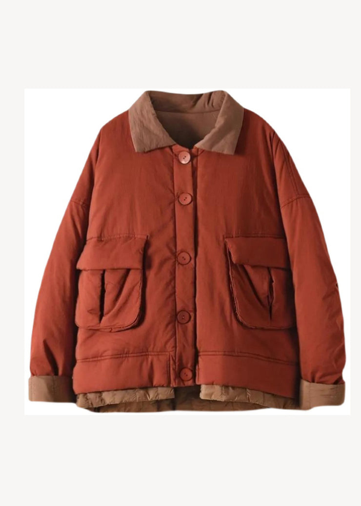 Original Design Red Pockets Plus Size Fine Cotton Filled Coat Winter
