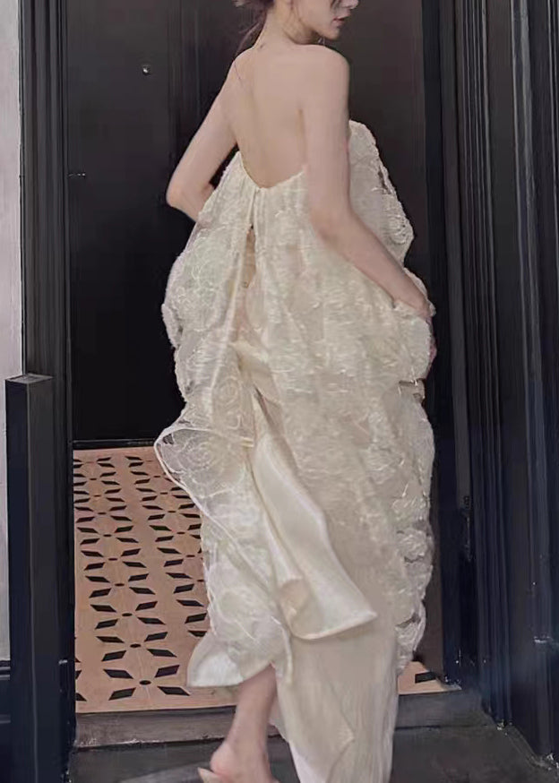Original Design White Off The Shoulder Flower Tulle Sexy Long Dress