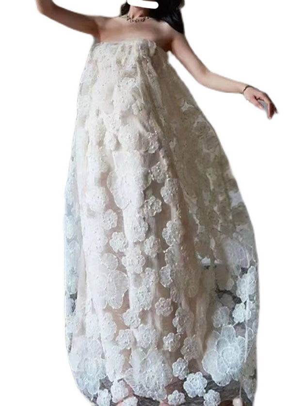 Original Design White Off The Shoulder Flower Tulle Sexy Long Dress