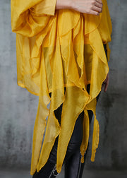 Original Design Yellow Asymmetrical Design Chiffon Blouses Spring