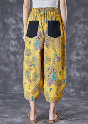 Original Design Yellow Oversized Print Cotton Pants Summer