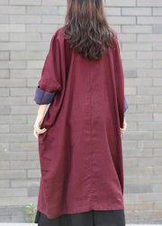 Original Mulberry Stand Collar Button Loose Linen Gown Spring