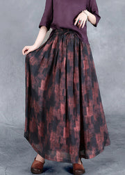 Original Retro Tie Dye Cinched Elastic Waist Linen Skirt Spring
