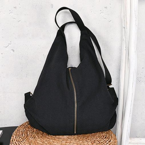 Original cloth bag with multiple backs black simple backpack - SooLinen