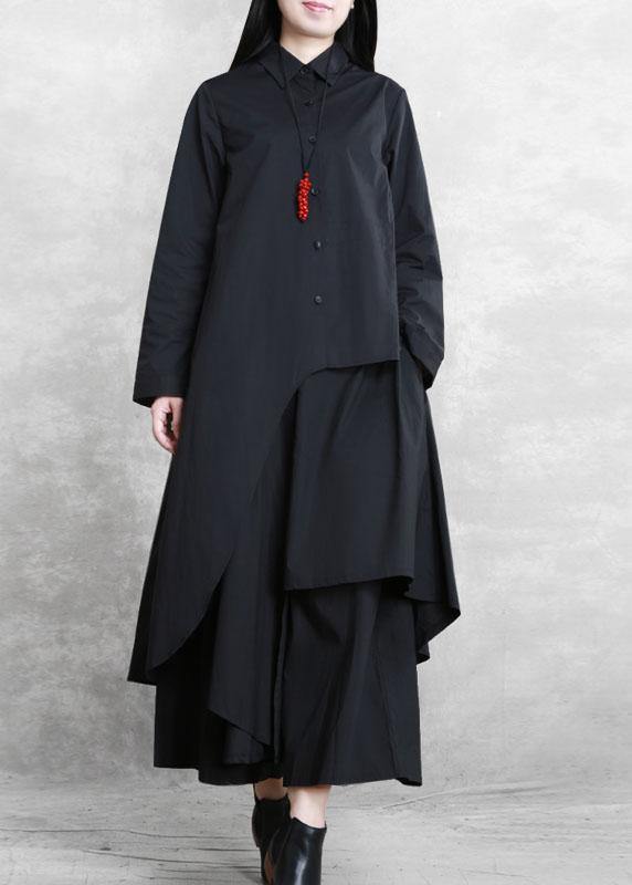 Original designer style black suit female 2021 autumn new irregular personality two-piece suit - SooLinen