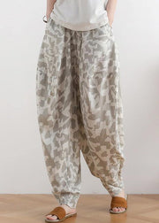 Original linen hanging dyed harem pants women loose large size wide legs - SooLinen