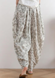 Original linen hanging dyed harem pants women loose large size wide legs - SooLinen