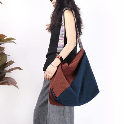 Original stitching single shoulder backpack dual-use canvas bag - SooLinen