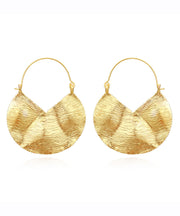 Oversize Gold Alloy Geometric Wrinkled Hoop Earrings