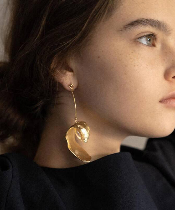 Oversize Gold Copper Overgild Pearl Drop Earrings