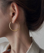 Oversize Gold Sterling Silver Alloy Hoop Earrings