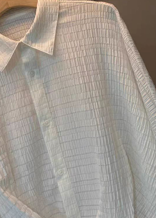 Oversized White Asymmetrical Design Cotton Shirt Tops Spring