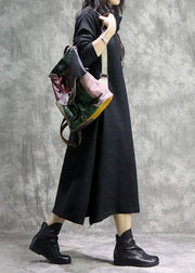 Oversized black Sweater dresses DIY high neck Ugly fall knitwear - SooLinen