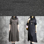 Oversized black Sweater dresses DIY high neck Ugly fall knitwear - SooLinen