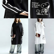 Übergroße schwarze Kapuzenpullover aus Baumwolle, warme Pullover und Winterkleider in Übergröße