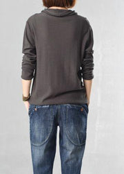 Oversized gray long sleeve sweater fall fashion wild knitted tops autumn - SooLinen