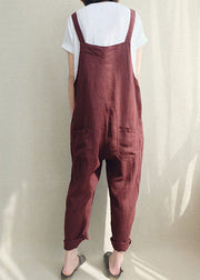 Chocolate Linen Jumpsuit Cute Cotton Overall