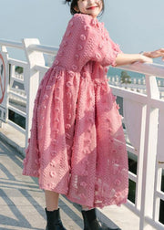 Pink Cinched Circle Summer Party Dresses - SooLinen