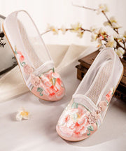 Pink Flat Shoes For Women Splicing Tulle Embroidered
