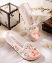 Pink Flat Shoes For Women Splicing Tulle Embroidered