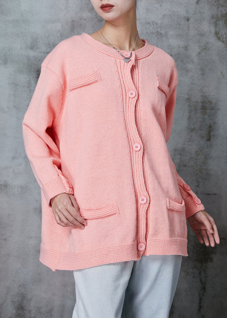 Pink Knit Cardigan Oversized Button Down Spring