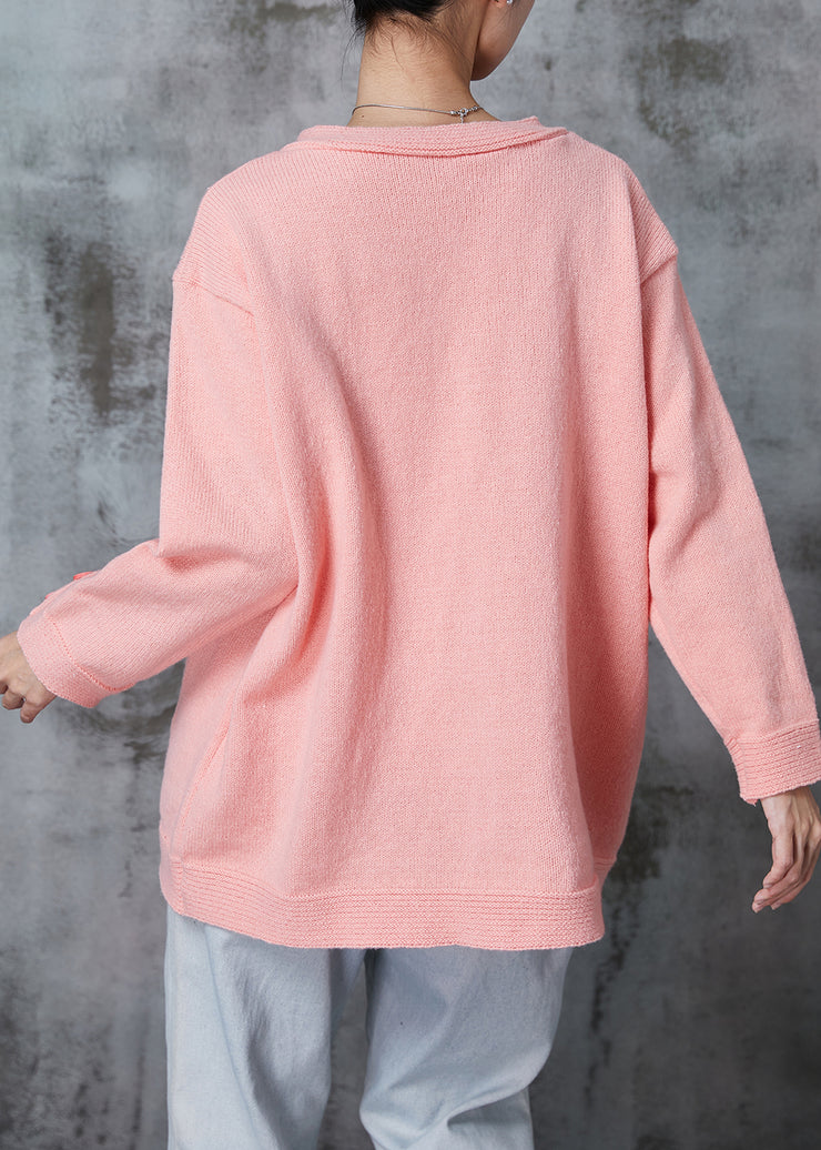 Pink Knit Cardigan Oversized Button Down Spring