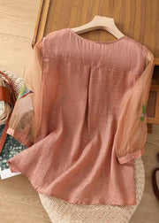 Pink Low High Design Cotton T Shirts O Neck Summer