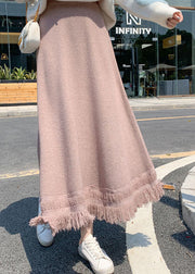 Pink high waist fashion Knit Skirt Winter