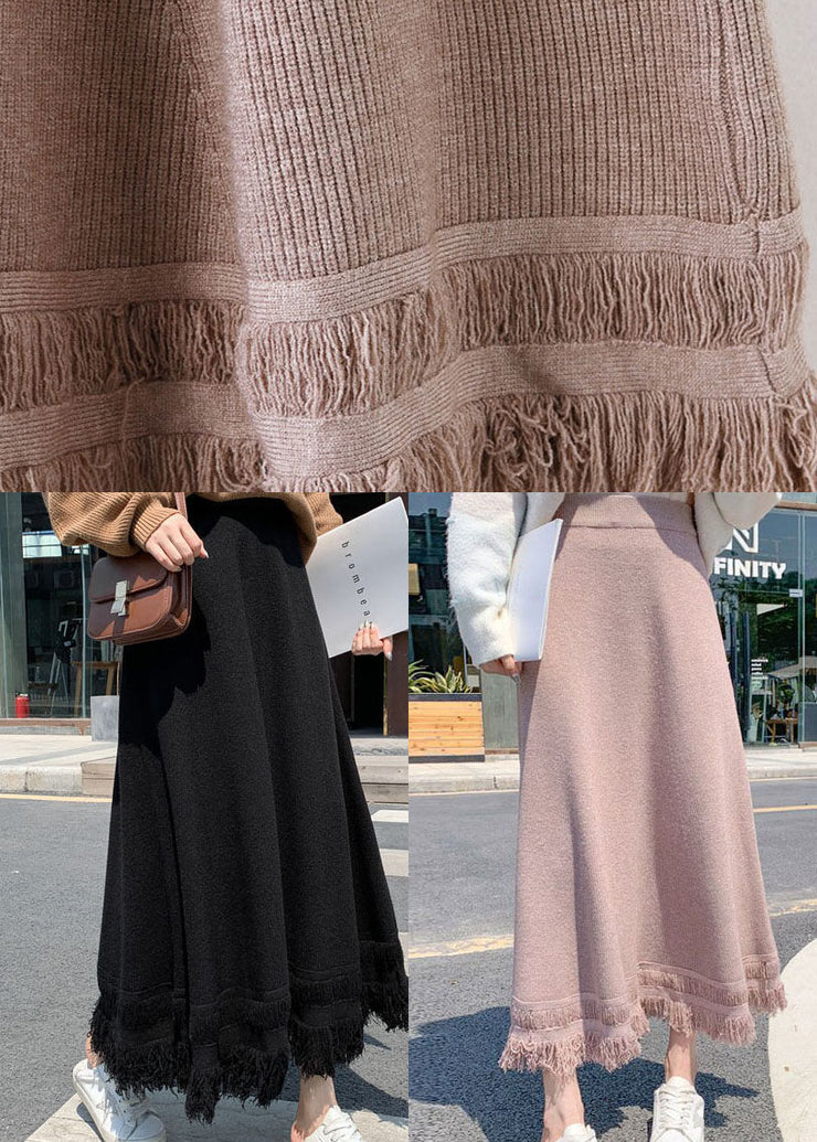 Pink high waist fashion Knit Skirt Winter