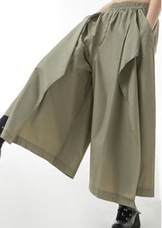 Plus Size Army Green elastische Taille seitlich offener Hosenrock Spring