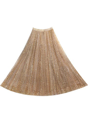 Plus Size Art Khaki Sequins tulle Skirts Spring