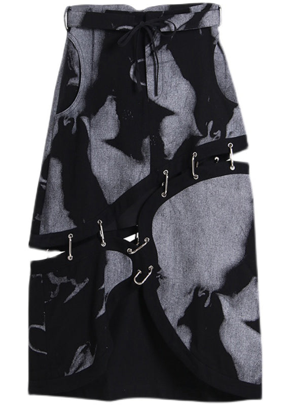 Plus Size Asymmetrical Tie Dye Cotton Skirt Spring