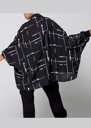 Plus Size Black Asymmetrical print Patchwork Shirts Spring