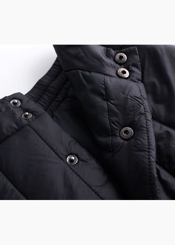 Plus Size Black Button Pockets Feine Baumwolle gefüllte Röcke Winter