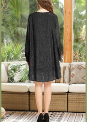 Plus Size Black Elegant Chiffon Summer Holiday Dress - SooLinen