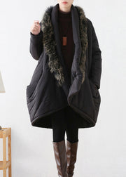Plus Size Black Fur Collar Warm Thick Parka Winter