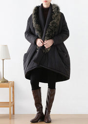 Plus Size Black Fur Collar Warm Thick Parka Winter