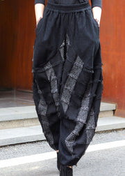 Plus Size Schwarz Grau Taschen Patchwork Lässige Winterhose