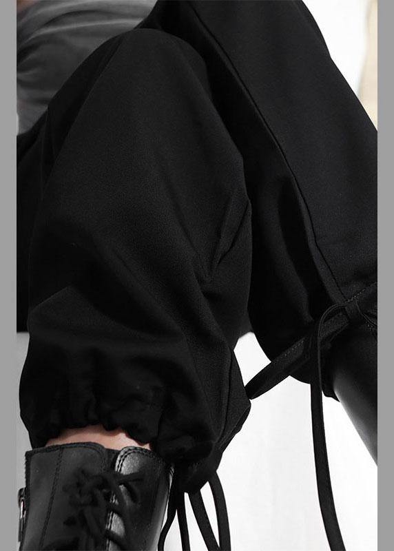 Plus Size Black High Waist CinchedCargo Pants - SooLinen