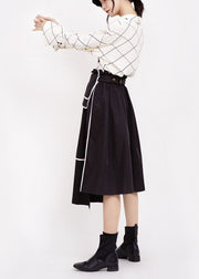 Plus Size Black High Waist Patchwork low high design Fall Skirt