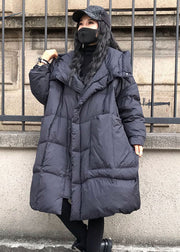 Plus Size Black Hooded Oversized Thick Duck Down Jackets Winter