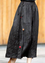 Plus Size Black Jacquard Cinched Silk Skirt Winter