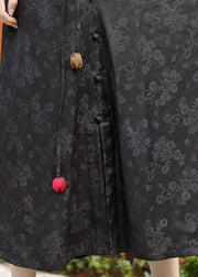 Plus Size Black Jacquard Cinched Silk Skirt Winter