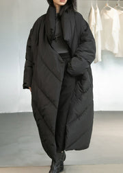Plus Size Black Pockets Duck Down Coats Winter