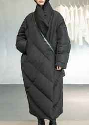 Plus Size Black Pockets Duck Down Coats Winter