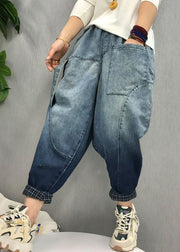 Plus Size Black Pockets Gradient color denim Pants Spring