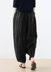 Plus Size Black Pockets Linen Harem Pants Summer