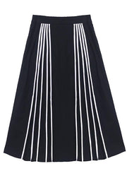 Plus Size Black Striped High Waist A Line Summer Skirts - SooLinen